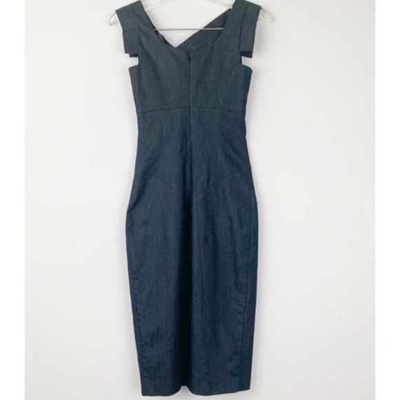 Black Halo Jackie O Denim Chambray Sheath Dress - Picture 1 of 13